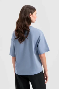 Dames t-shirt korte mouw blauw