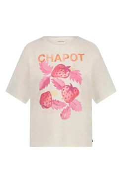 Dames t-shirt korte mouw ecru