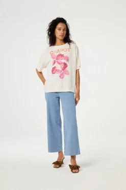 Dames t-shirt korte mouw ecru