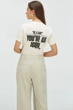 Dames t-shirt korte mouw ecru