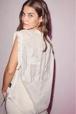 Dames t-shirt korte mouw ecru