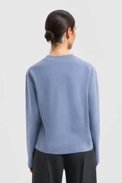 Dames t-shirt lange mouw blauw