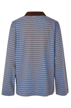 Dames t-shirt lange mouw blauw