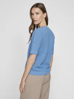 Dames t-shirt lange mouw blauw