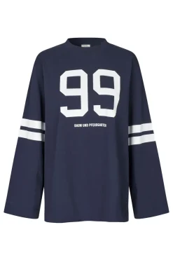 Dames t-shirt lange mouw blauw