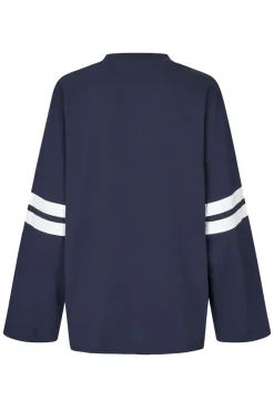 Dames t-shirt lange mouw blauw