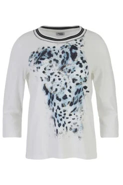 Dames t-shirt lange mouw blauw