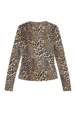 Dames t-shirt lange mouw bruin