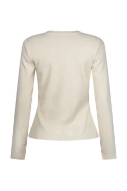 Dames t-shirt lange mouw ecru