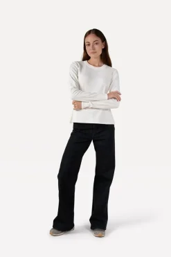 Dames t-shirt lange mouw ecru