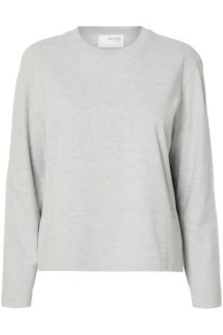 Dames t-shirt lange mouw grijs
