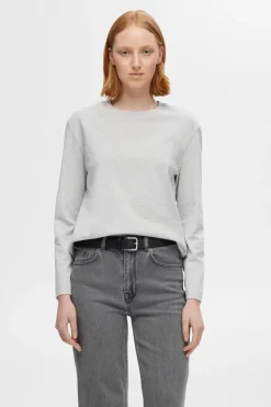 Dames t-shirt lange mouw grijs