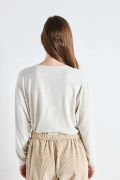 Dames t-shirt lange mouw grijs