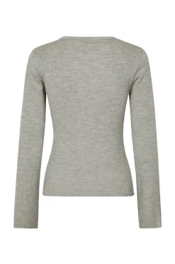 Dames t-shirt lange mouw grijs