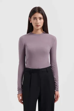 Dames t-shirt lange mouw grijs