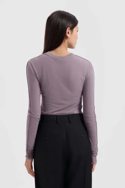 Dames t-shirt lange mouw grijs