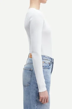 Dames t-shirt lange mouw wit