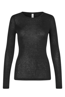 Dames t-shirt lange mouw zwart
