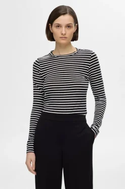 Dames t-shirt lange mouw zwart