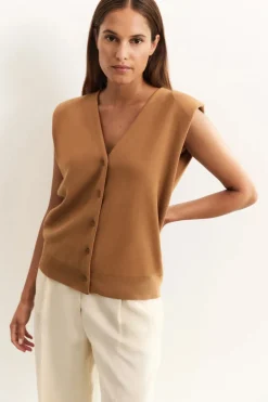 Dames vest bruin