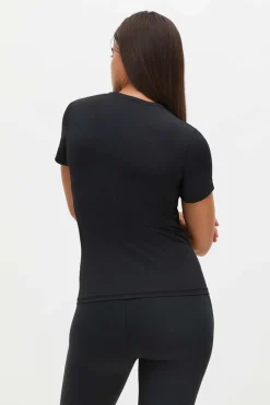 Fitness dames t-shirt km zwart