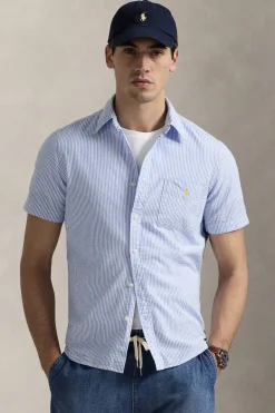 Heren overhemd km casual blauw