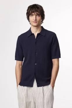 Heren overhemd km casual blauw
