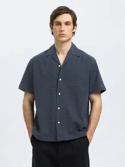 Heren overhemd km casual blauw