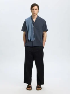 Heren overhemd km casual blauw