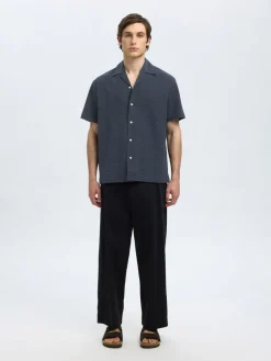 Heren overhemd km casual blauw