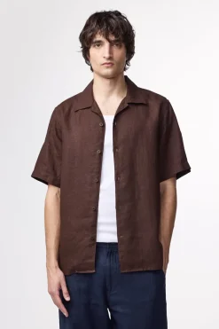 Heren overhemd km casual bruin