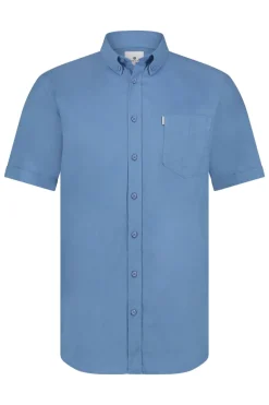 Heren overhemd km casual blauw