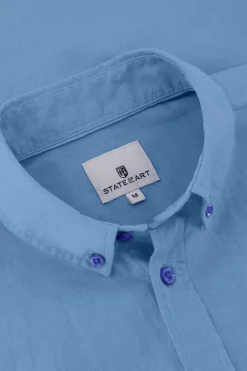Heren overhemd km casual blauw
