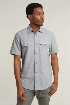 Heren overhemd km casual grijs