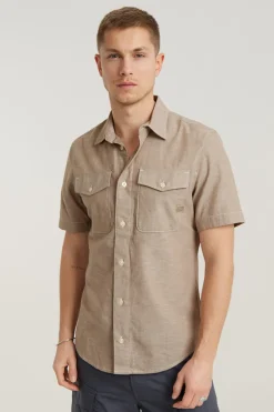 Heren overhemd km casual bruin
