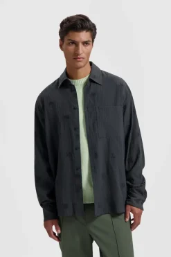 Heren overhemd lm casual zwart