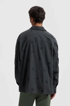 Heren overhemd lm casual zwart