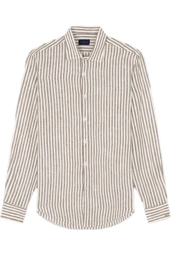 Heren overhemd lm casual bruin