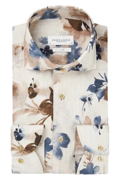 Heren overhemd lm casual bruin