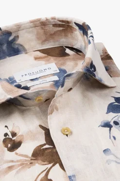 Heren overhemd lm casual bruin