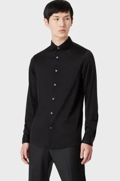 Heren overhemd lm casual zwart
