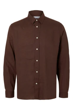 Heren overhemd lm casual bruin