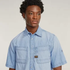Heren overhemd lm casual blauw