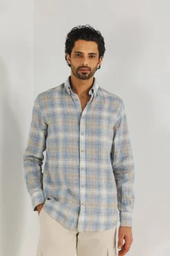 Heren overhemd lm casual ecru