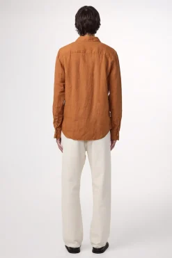 Heren overhemd lm casual bruin