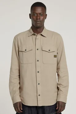 Heren overhemd lm casual bruin