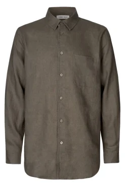 Heren overhemd lm casual bruin