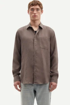 Heren overhemd lm casual bruin