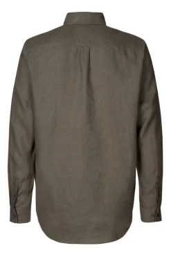 Heren overhemd lm casual bruin
