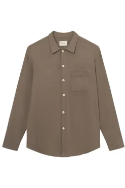 Heren overhemd lm casual bruin
